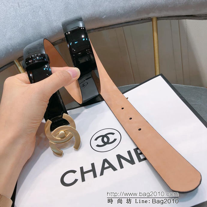 CHANEL香奈兒 18新款 31mm精品 cc經典銅扣 進口皮漆皮面料 時尚百搭款皮帶 網紅熱銷款  xfp1157